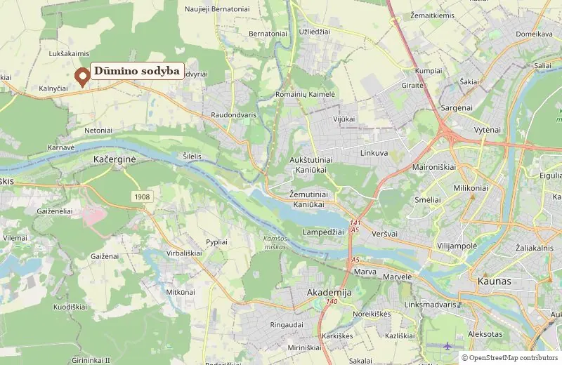 Žemėlapis: Dūmino sodyba — už Raudondvario, 10 km nuo Kauno